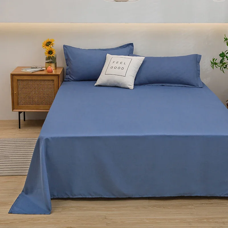

1pc Solid color simple bed sheet machine washable single double bed student dormitory bed sheet (excluding pillowcase)