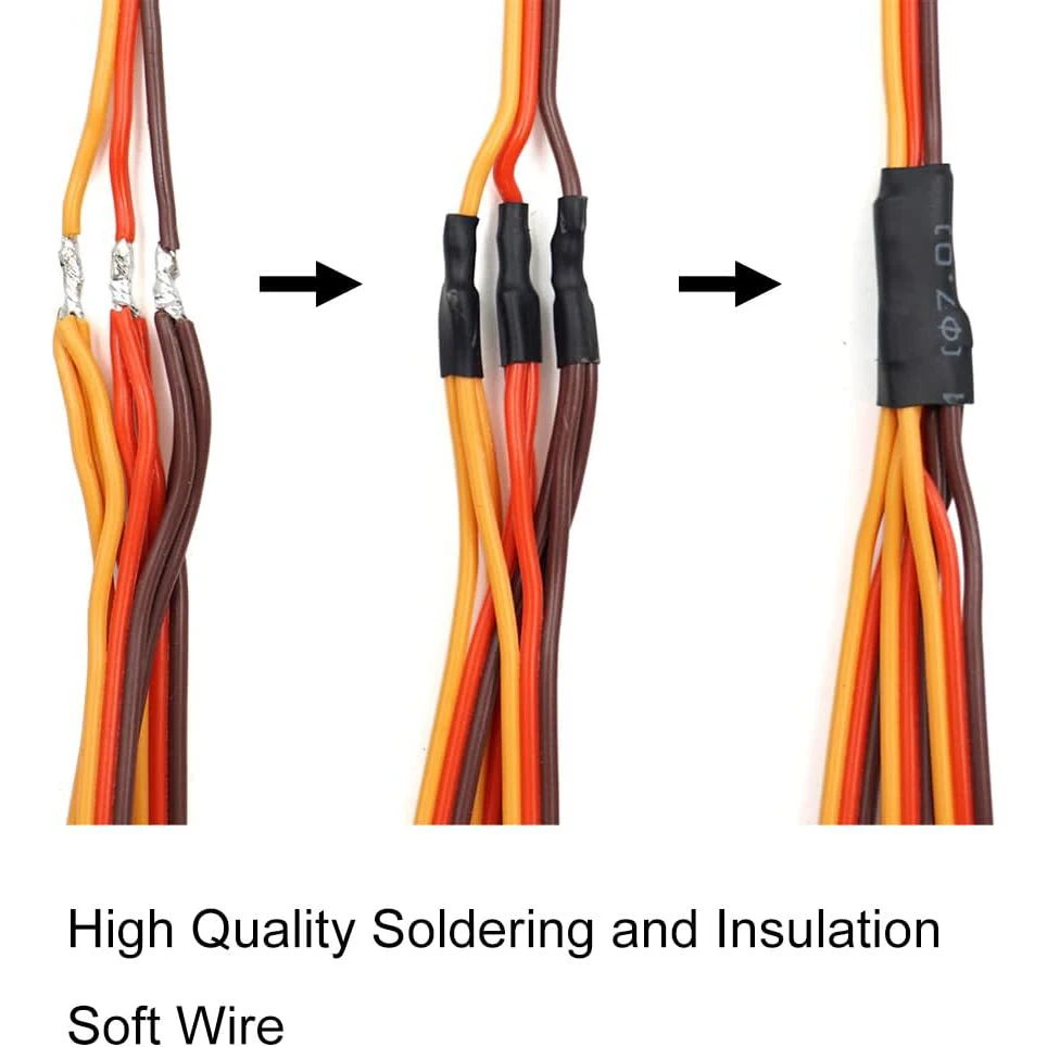 Servo Y Harness Splitter Cable 3 Pin Connector Wire Male to Female 4 Way Extension Lead Compatible with JR Futaba RC Car Airplan