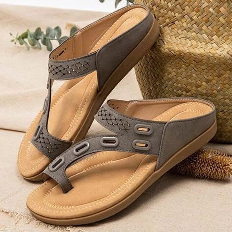 Women Sandals Premium Orthopedic Women\'S Shoes Flat Slipper Vintage Anti-Slip Sandals Women Flip Flops Ladies Shoes Plus Size 44