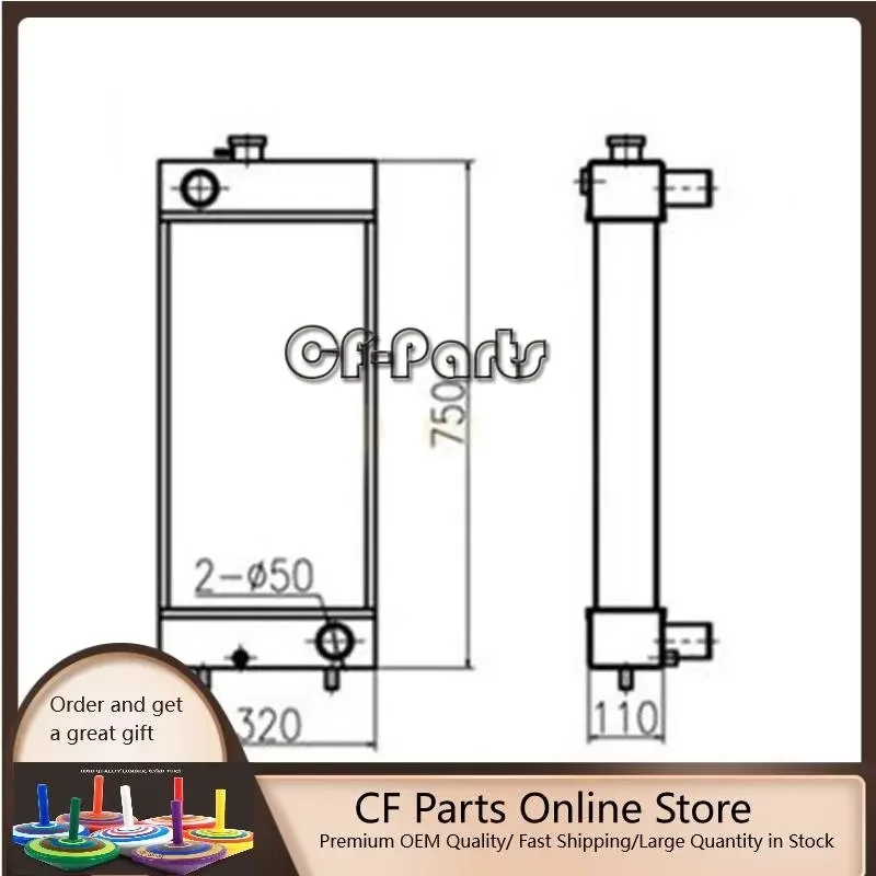 

Water Tank Radiator 3077640 3077639 for Caterpillar CAT Excavator E307D