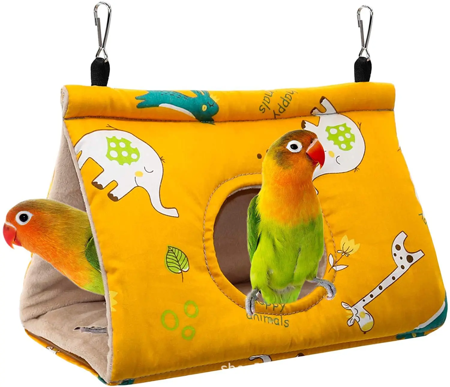 Warm Bird Nest House Parrot Hanging Hammock Velvet Shed Hut Finch Cave Cage Plush Birds Hideaway Sleeping Bed Perch Swing A