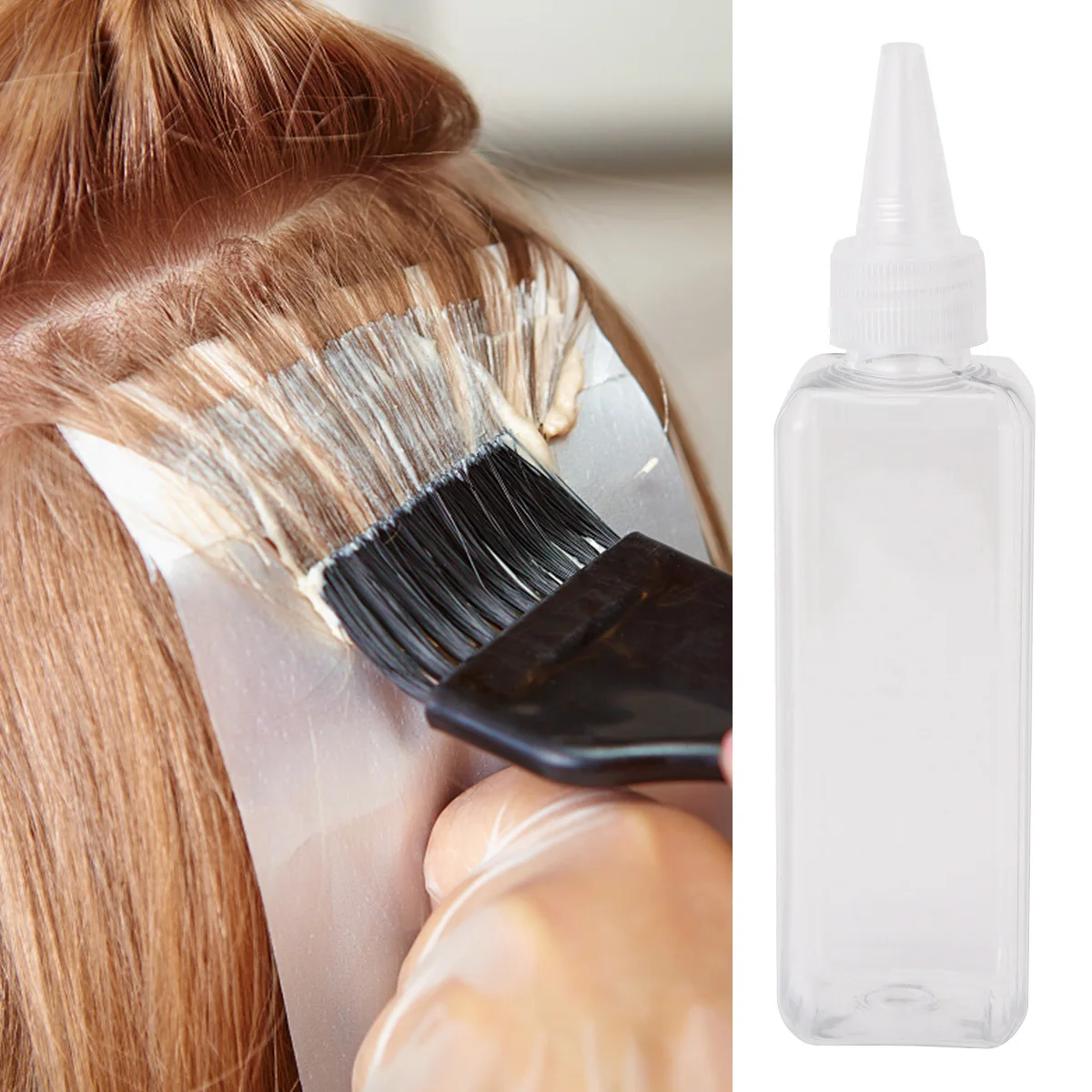 

15pcs 100Ml Clear Square Hair Dye Bottles Plastic Coloring Container Pointed Mouth For Easy Squeeze Fill Transparent Applicator