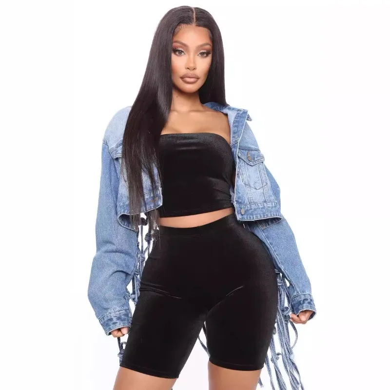 

Denim Jacket with A Grid Tassel Back Exudes A Feminine Stylish and High-end Vibe Coat The New Fashionable Individual and Unique