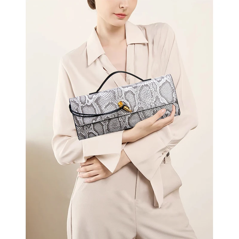 Top-Handle Bag For Women Evening Handbag Long Purse, Serpentine Pattern Lady Crossbody Shoulder Bags Fashionable Party Handbag