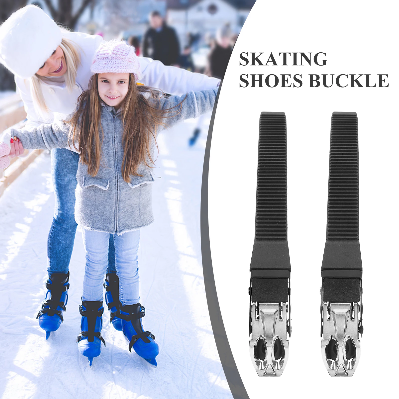 

2 Sets Roller Skate Buckle Strap Sturdy Adjustable Fixing Straps Inline Skates Durable Iron Plastic Easy Install Wear-Resistant