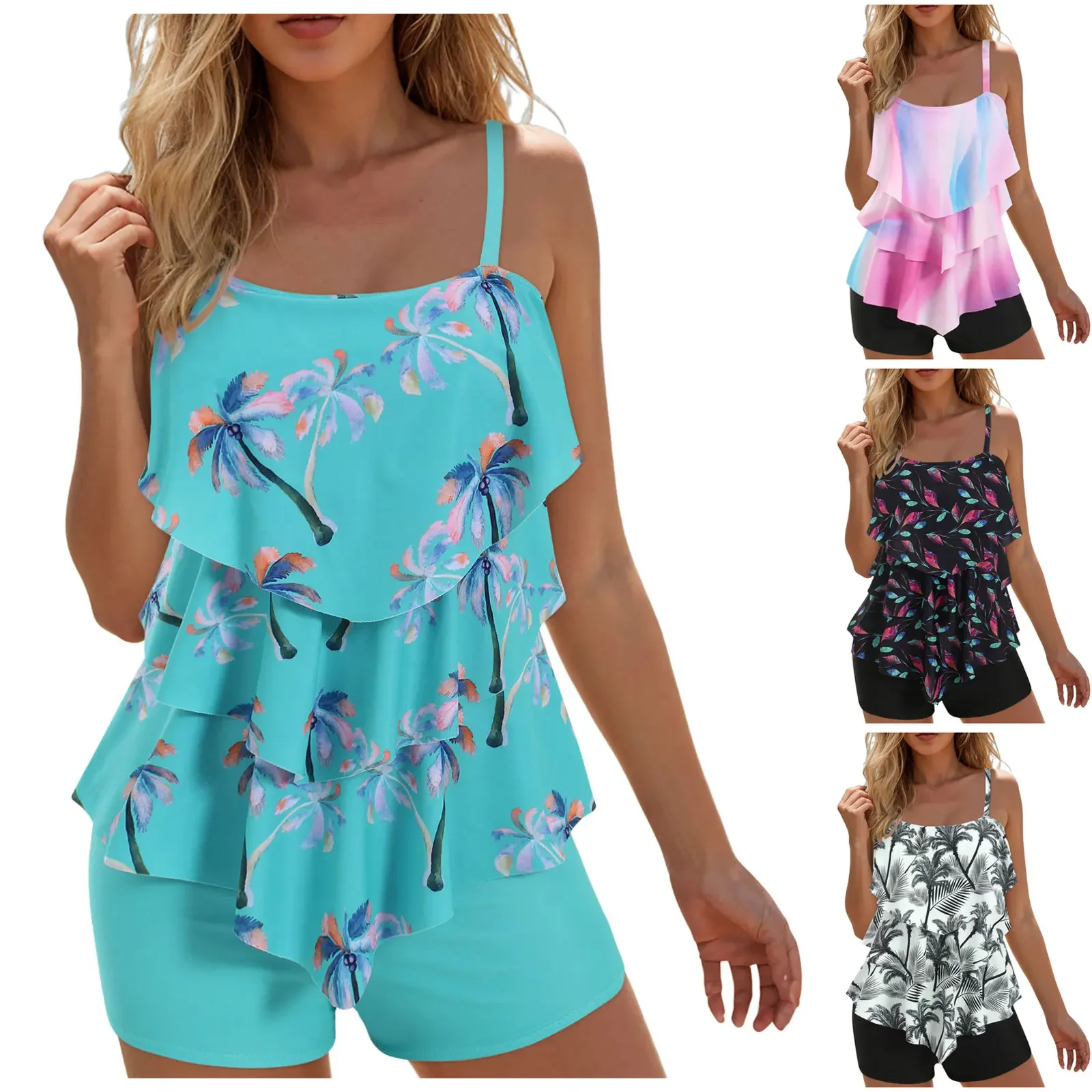 

Tankinis For Women Women'S High Waisted Bikini Sets Sporty Two Piece Swimsuits Color Block High Cut Bathing Womens Swimsuits