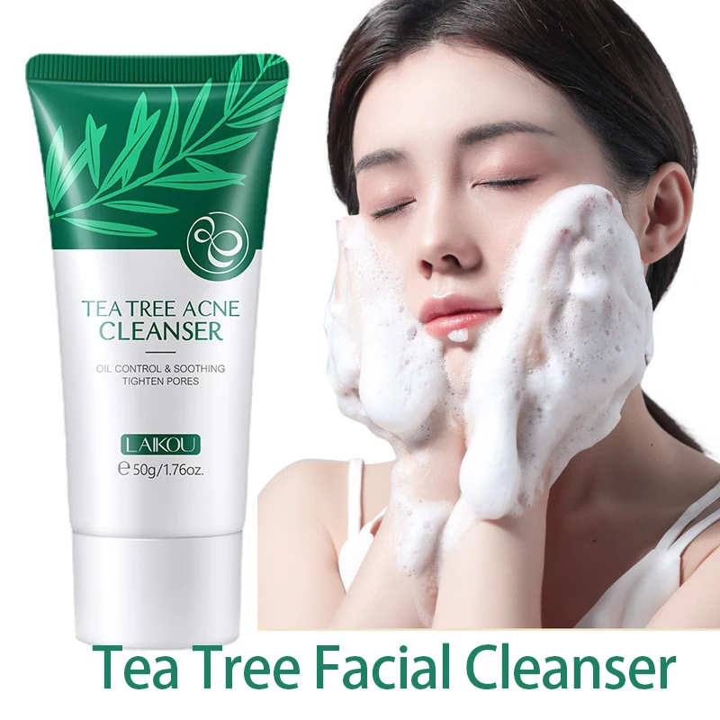

Tea Tree Face Cleanser Foam Cleansing Acne Remover Remove Blackhead Exfoliating Korean Facial Cleanser Tool Wash Makeup 50g