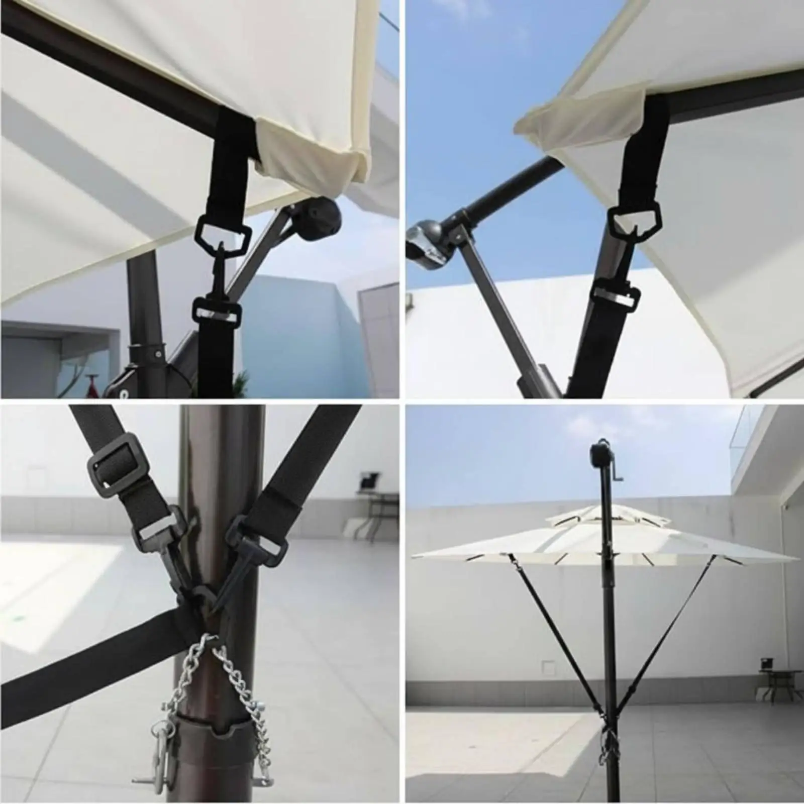 Outdoor Canopy Fastener Patio Umbrella Tie Down Adjustable Belt Windproof Strap Set for Garden Parasol Use