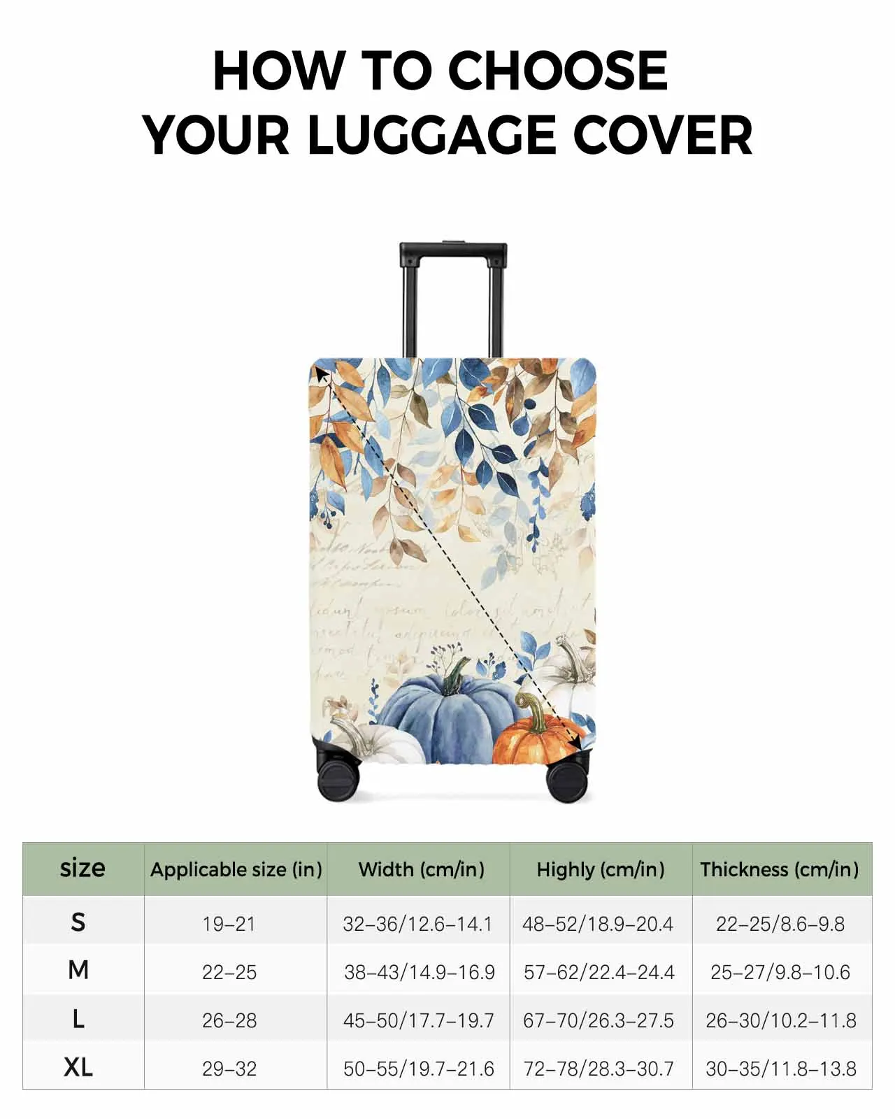 Thanksgiving Autumn Leaves Luggage Cover Elastic Baggage Cover For 18-32 Inch Suitcase Case Dust Cover