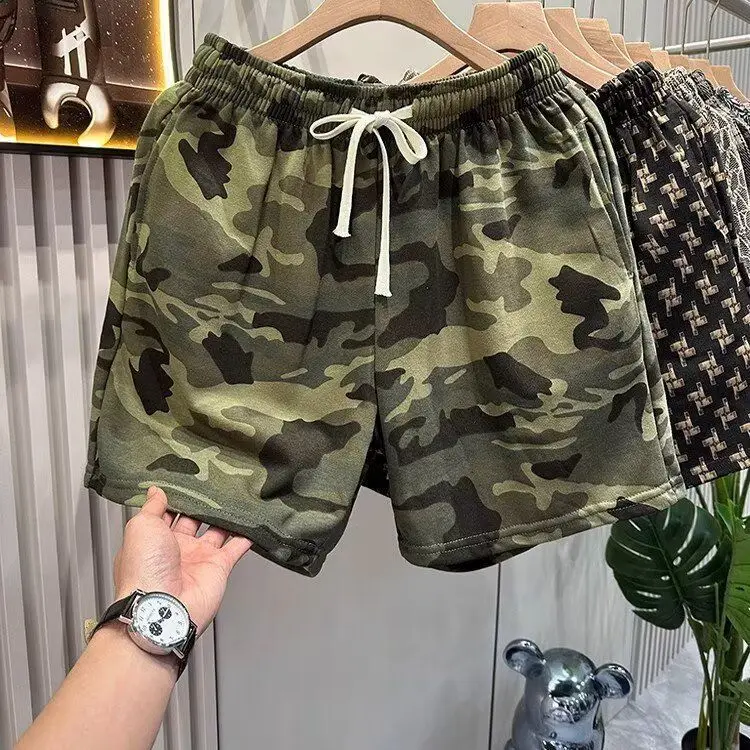 

Камуфляжная рабочая одежда orts, мужские летние новые свободные повседневные спортивные брюки пять четвертей, модные американские прямые брюки со средней талией