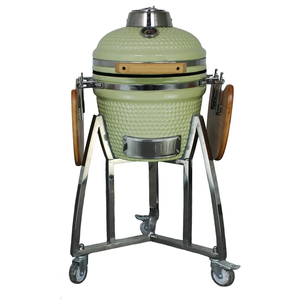 16-Inch Kamado Charcoal Grill Portable Steel Green Egg Pellet BBQ for Indoor/Outdoor Camping Garden BBQ Garden BBQ