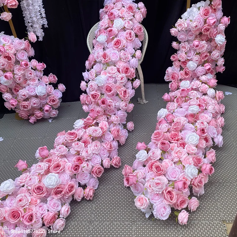 Künstliche rote Rosen Hochzeitsdekoration Tischdekorationen Lange Blumenreihe Sofa-Läufer Blumenarrangement Geburtstagsfeier Event-Requisiten – Detail 2