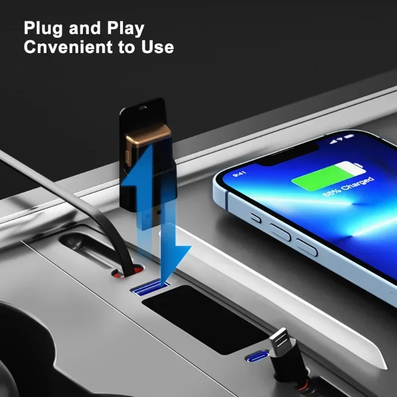 Estação de ancoragem para Tesla Model 3 Y, carregador rápido, hub de derivação USB, console central de extensão, acessórios de sensores