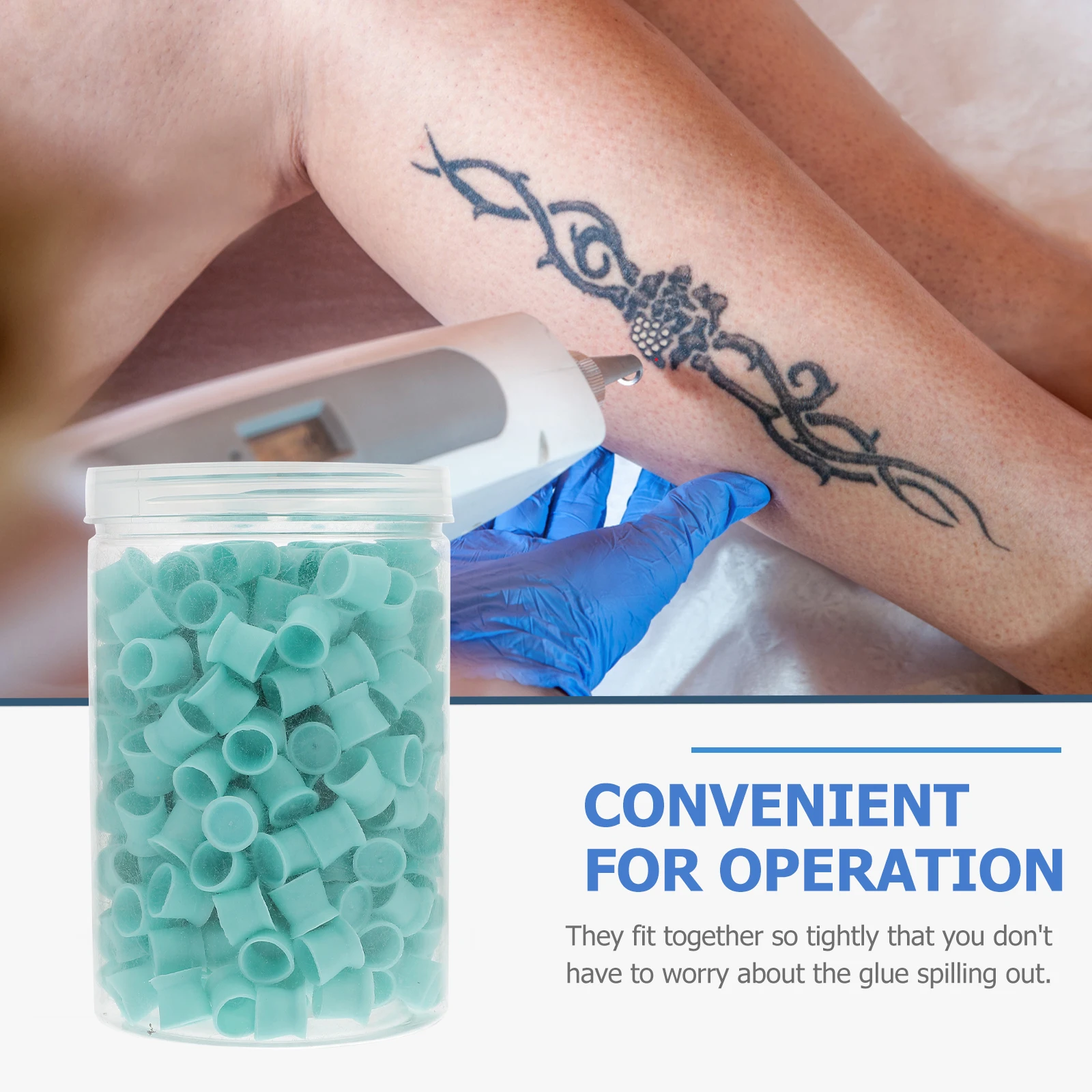 

300 Pcs Silicone Pigment Cup Tattoos Ink Containers Paint Accessories Tattooing Cups Blue
