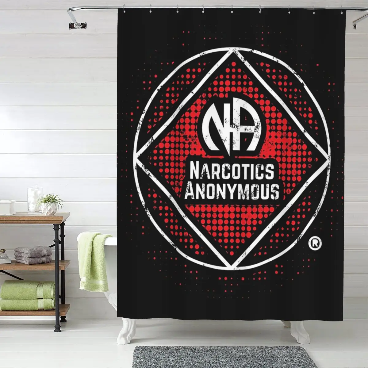 

NA - Narcotics Anonymous Shower Curtain Bathroom Polyester Waterproof Bath Curtains with Hooks