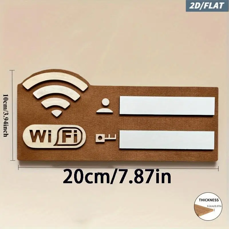 2D Wooden WiFi Password Display Sign With Erasable Board And Rustic Look Perfect For Home Office Cafe Guesthouse Rental Spaces