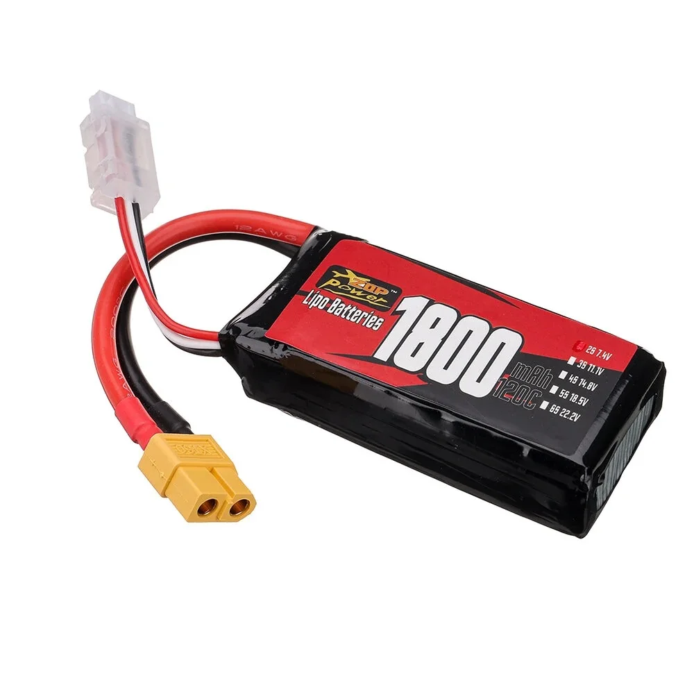 ZOP Power 2S 7.4V 1800mAh 120C 13.32Wh LiPo Battery XT60 Plug for RC Drone