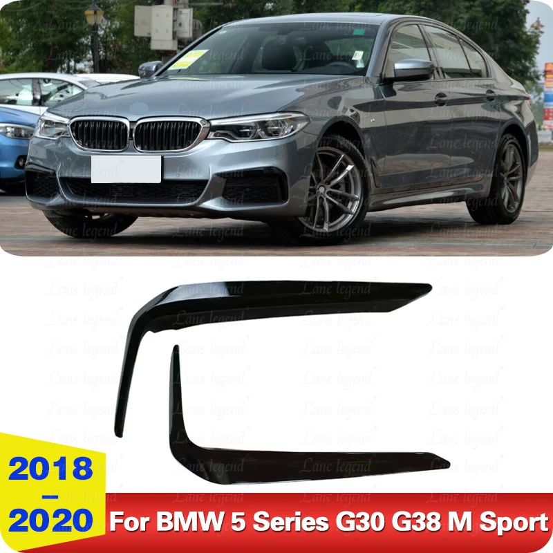 For BMW 5 Series G30 G38 M Sport 2018-2020 Gloss Black 1 Pair Front Bumper Front Fog Light Eyelid Trim Accessories Tools