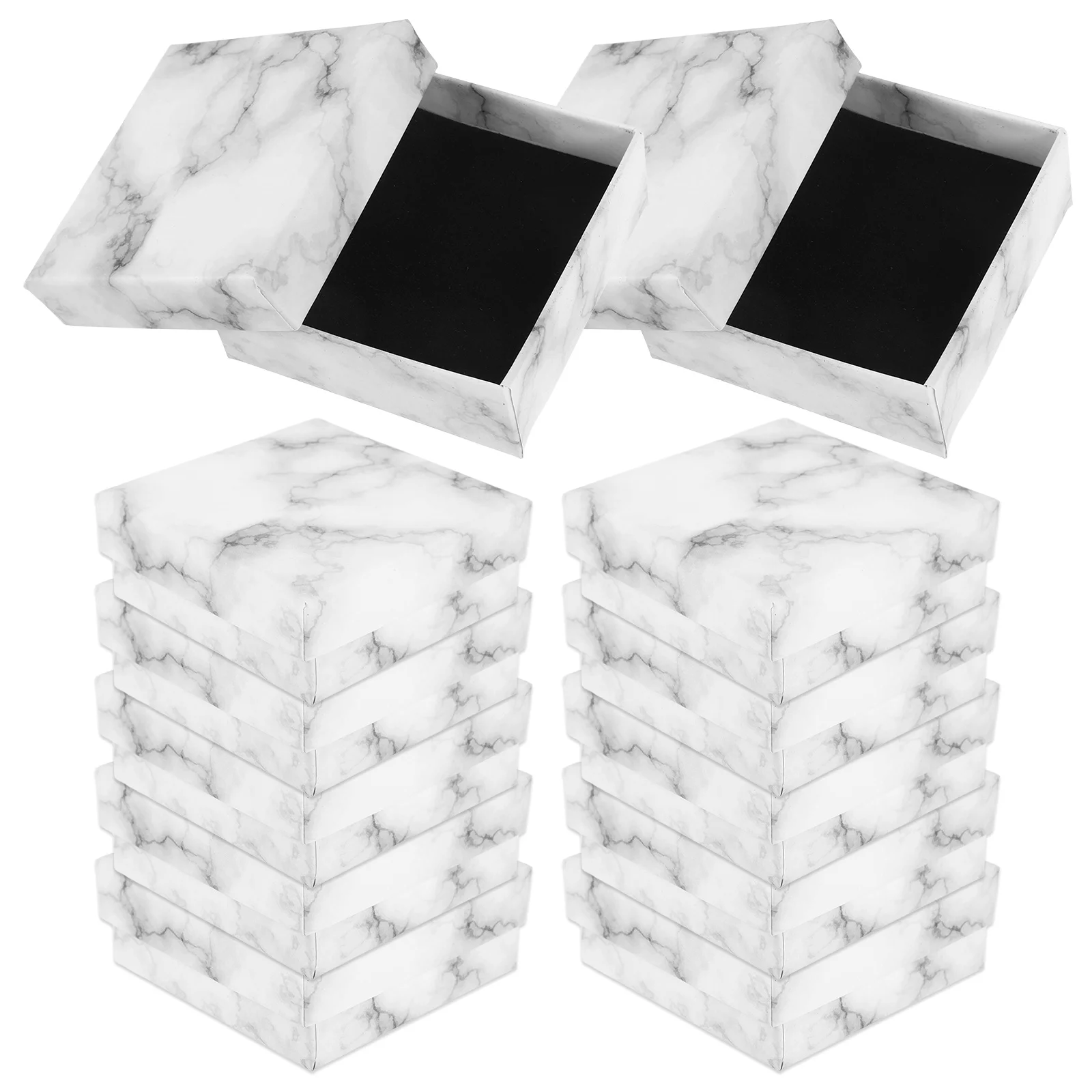 

24 Pcs Boxes Cardboard Jewelry Case White Marble 7 5x7 5 Cm Rings Earrings Necklaces Party Favor Packaging Storage Solution