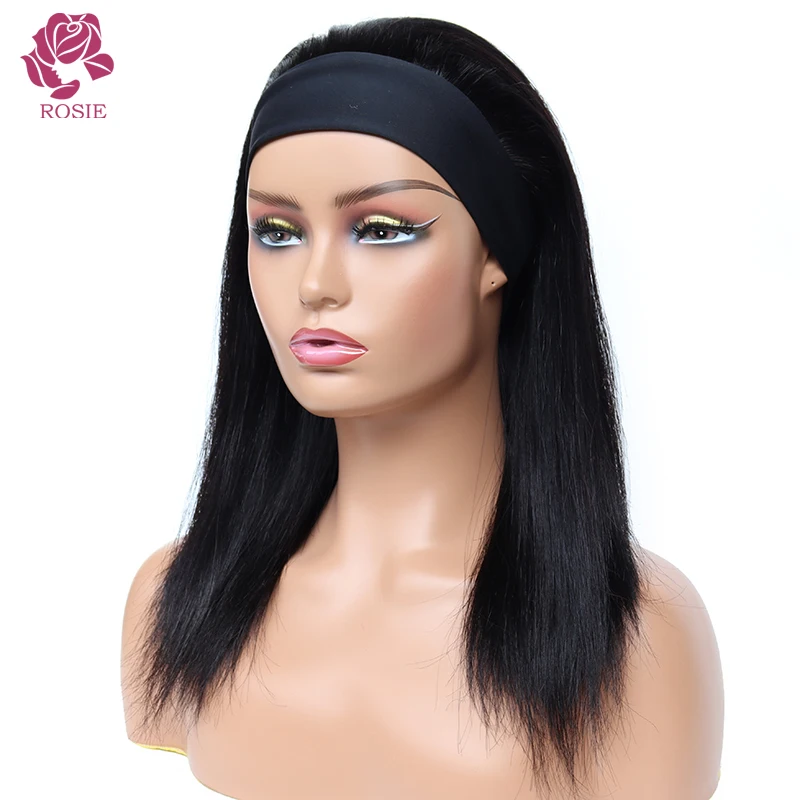 

Headband Wig Straight Human Hair Wigs With Headband Brazilian Remy Straight Headband Wig Human Hair Scarf Wig for Women