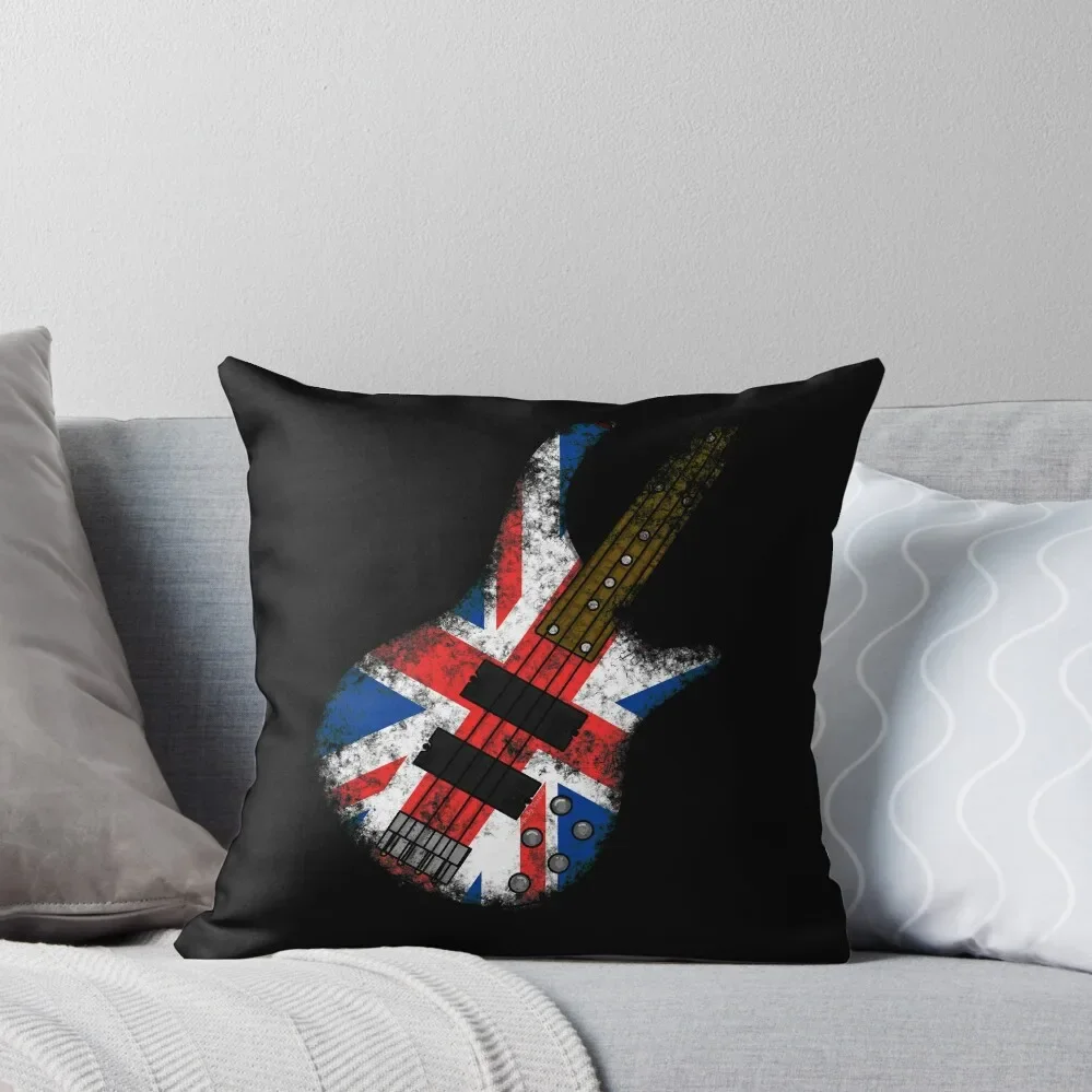 

UK Flag Bass Guitar Bassist British Music Throw Pillow Decorative Cushion Cover Decorative Cushions pillow