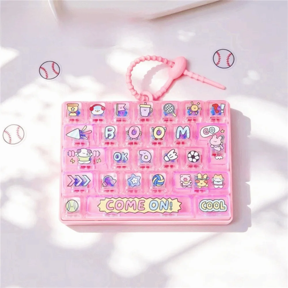 Durable 26-key Stress Relief Decompression Keychain Portable Press Button Clear Key Sounds Gifts Keyboard Bag Charm