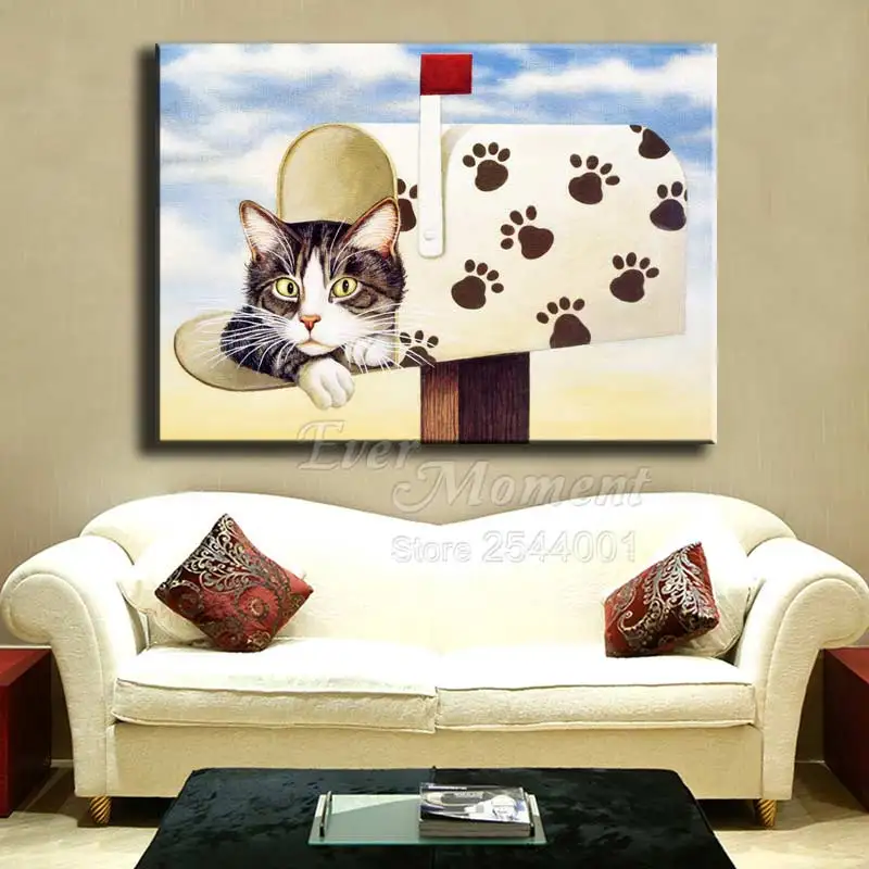 Ever Moment Diamond Painting 5D DIY Cat in Mailbox Footprint Decor Picture Of Rhinestone Diamond Embroidery Mosaic ASF1702