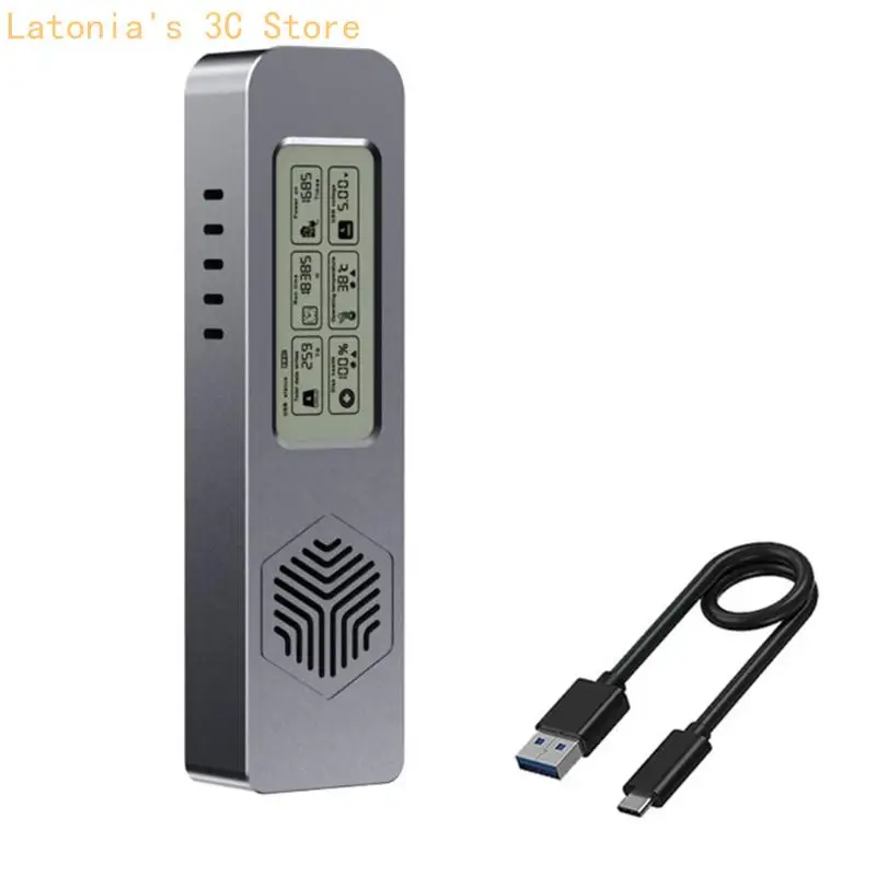 Tragbares NVMe-SATAs-SSD-Gehäuse mit LCD-Display und Lüfter zur Wärmereduzierung X3UB – Detail 2