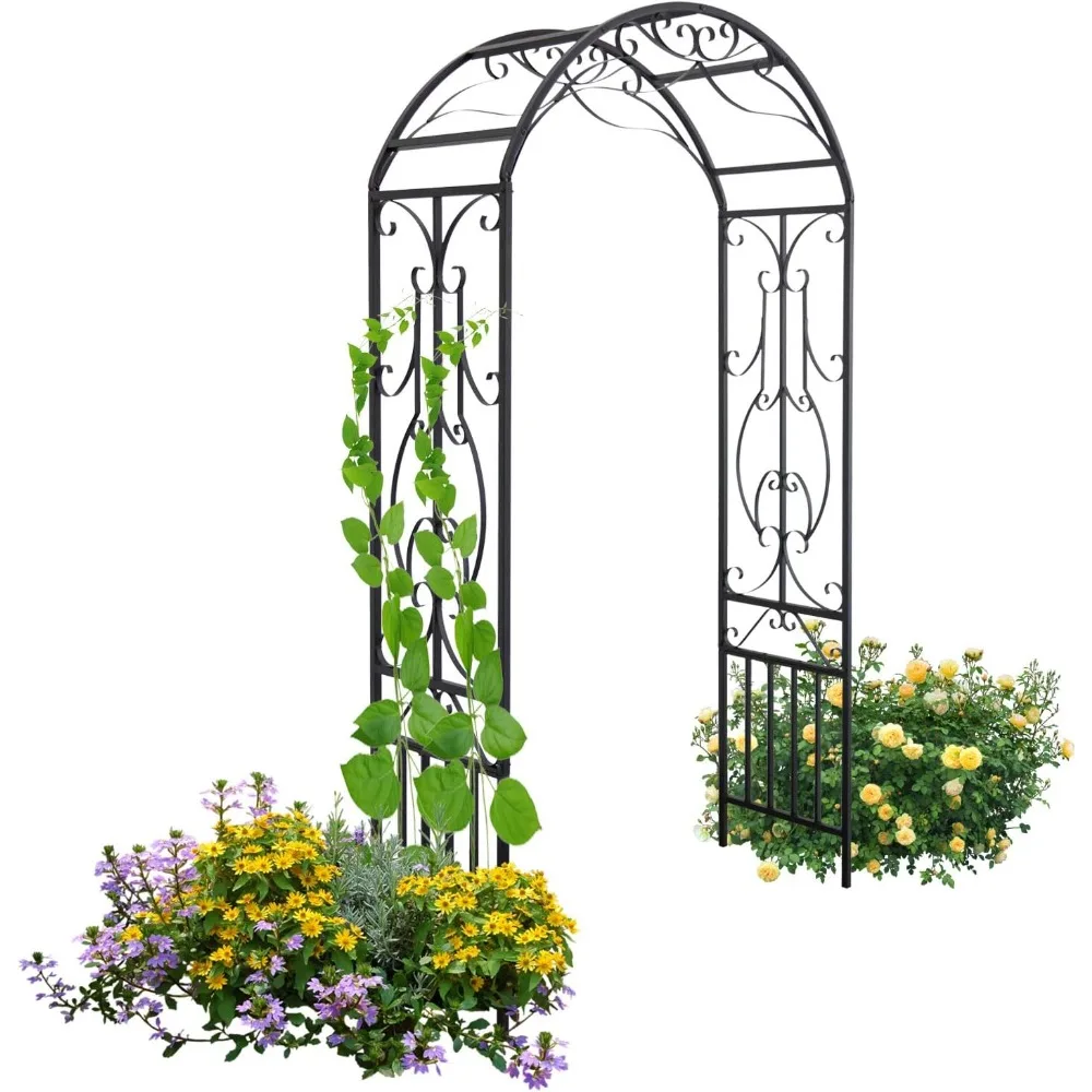 

Garden Arches and Arbors Outdoor Black Metal Arbor for Climbing Plants Vines Roses Wedding Archway