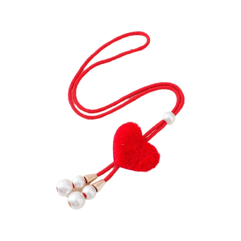 Cute Heart Curtain Tieback Rope Faux Pearl Tassel Drapery Tieback Adjustable Loop Multicolor Window Curtain Tie Living Room