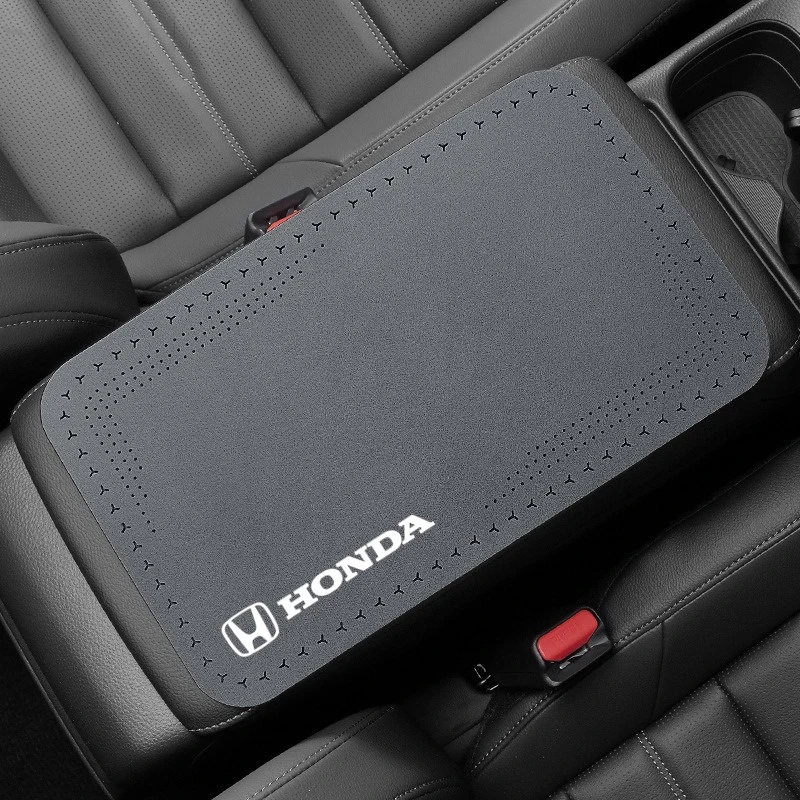 1PC Leather Car Armrest Pad Center Storage Box Cover Protector Mat For Honda Mugen Power Civic Accords CRV Hrv Jazz CBR VTEC VFR