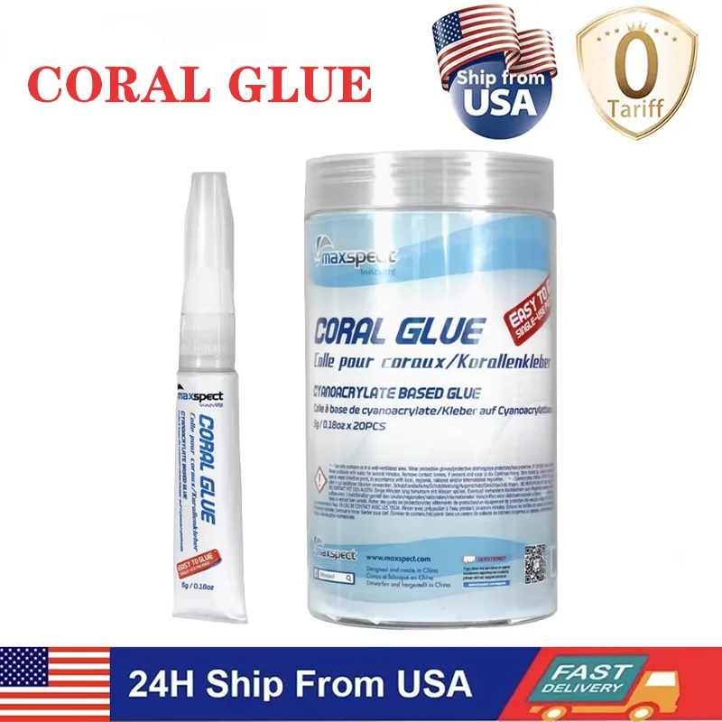 Maxspect Instant Coral Frag Glue 20Pcs Transparent Reef Safe Cyanoacrylate Gel Fast Dry Underwater Non Toxic Adhesive For SPS LPS Coral Live Rock Driftwood Saltwater Freshwater Aquascaping Tank