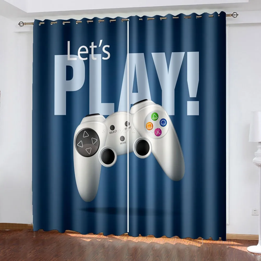 Games Blackout Curtain for Bedroom Gamer Window Curtain Children Teens Video Game Gamepad Living Room Drapes Decor Cortinasカーテン