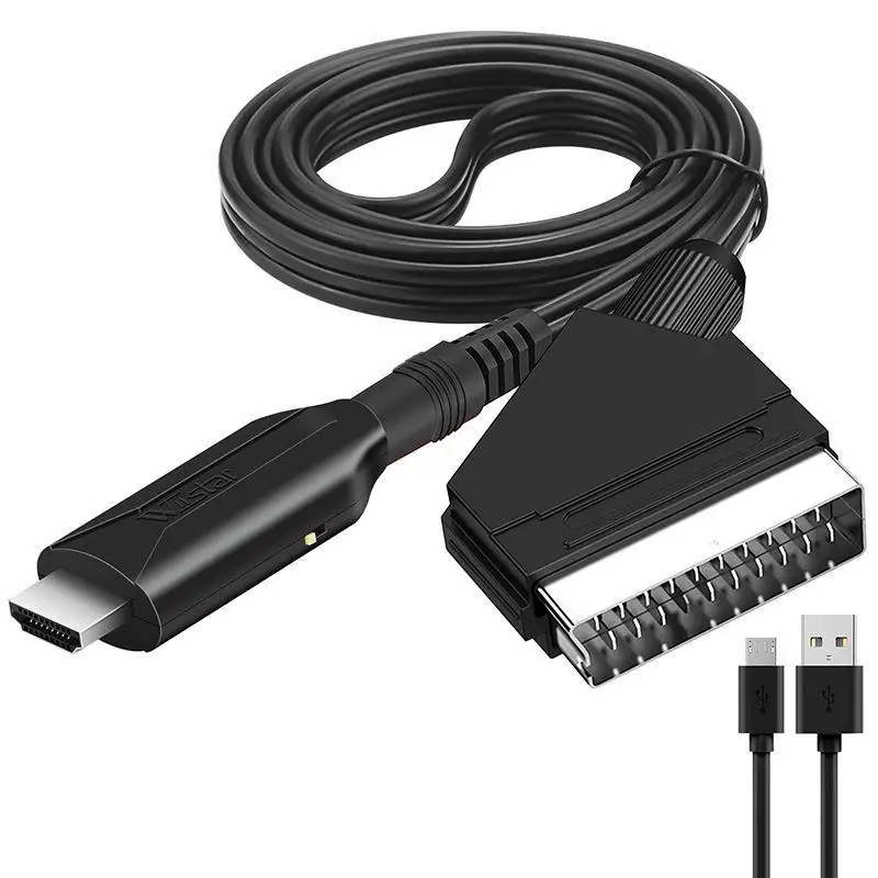 Hdmi-Compatibel Naar Scart-Kabel Scart-Hdmi-Compatibele Output Upscale Converter Signaaladapter Hd-Ontvanger Dvd Tv Plug And Play