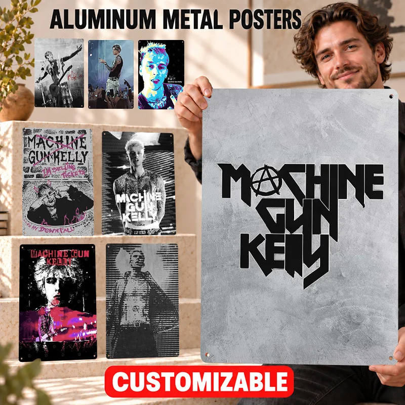Machine Gun Kelly Printed Posters Bold Decorative Graphic Bedroom Wall Art Customized Aluminum Metal Sign Memorable Decor Gift