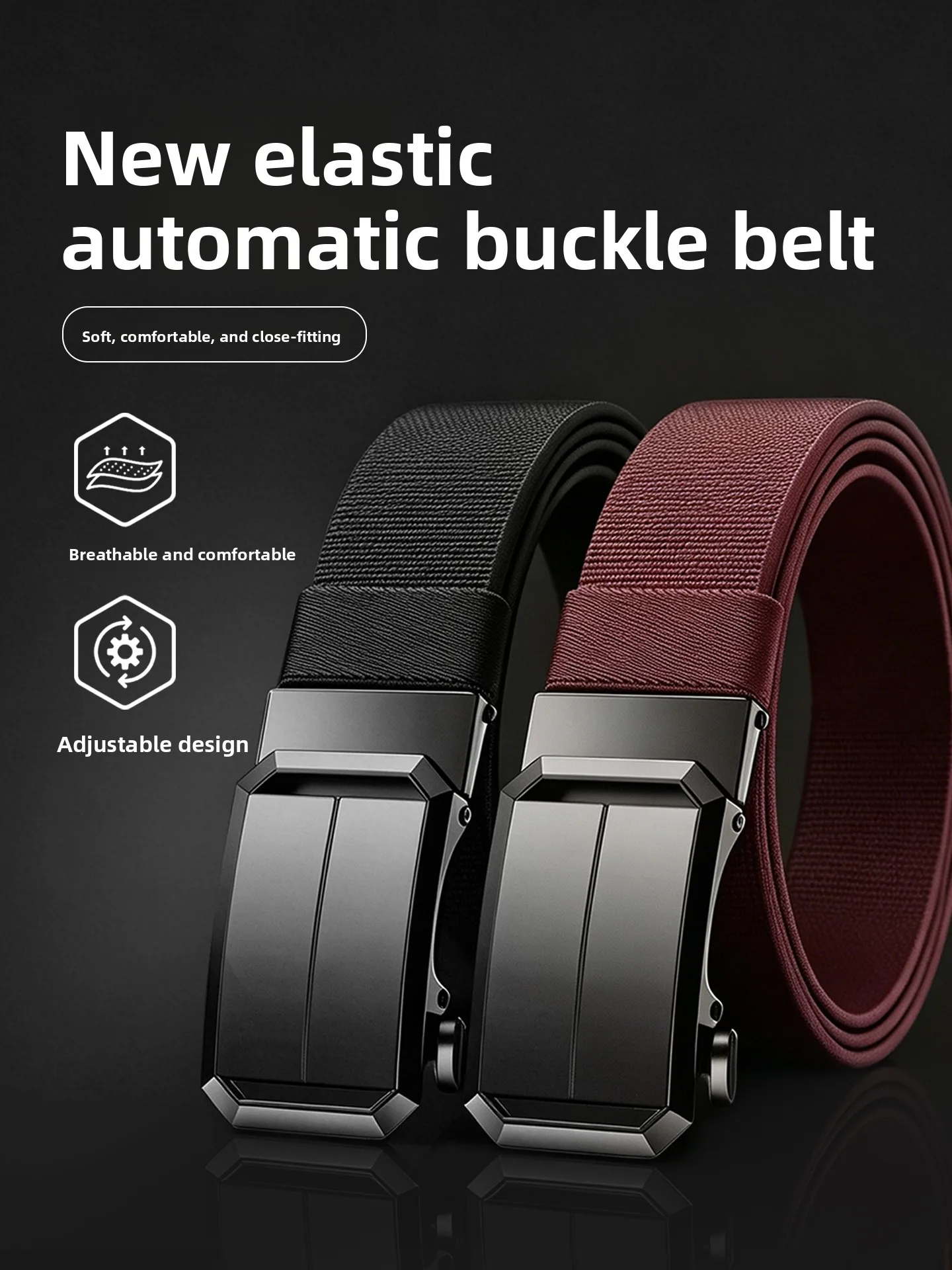 2026 New Men's Belt Automatic Buckle Canvas Elastic Band Outdoor Casual Versatile Wear Resistant Leather Belt for Men
