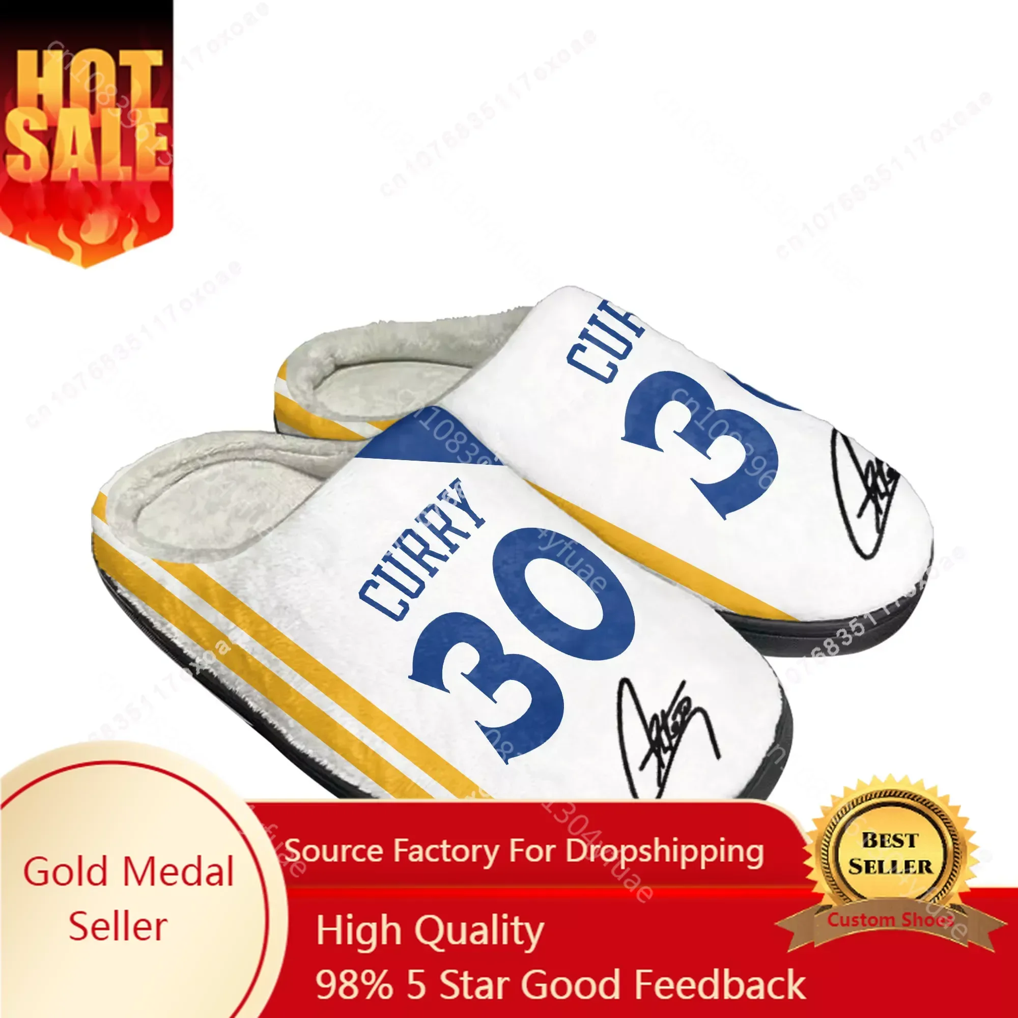 Golden basketball Home Cotton Slippers Mens Womens chef Stephen Curry NO 30 Plush Bedroom Keep Warm Shoes Slipper Custom Shoe