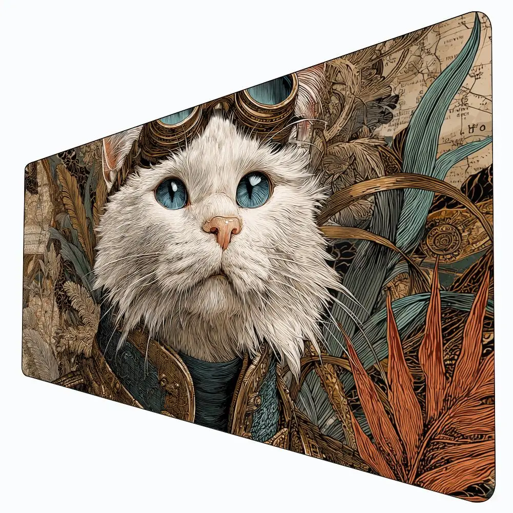 

Retro elegant white cat MTG Playmat Magic Card Battle Mat Non-Slip Durable 35X60CM Commander playmat Board Game Mat for TCG