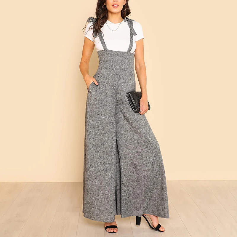 Mono holgado informal para mujer, peto largo de pierna ancha con bolsillos y cremallera, oversize, 2023