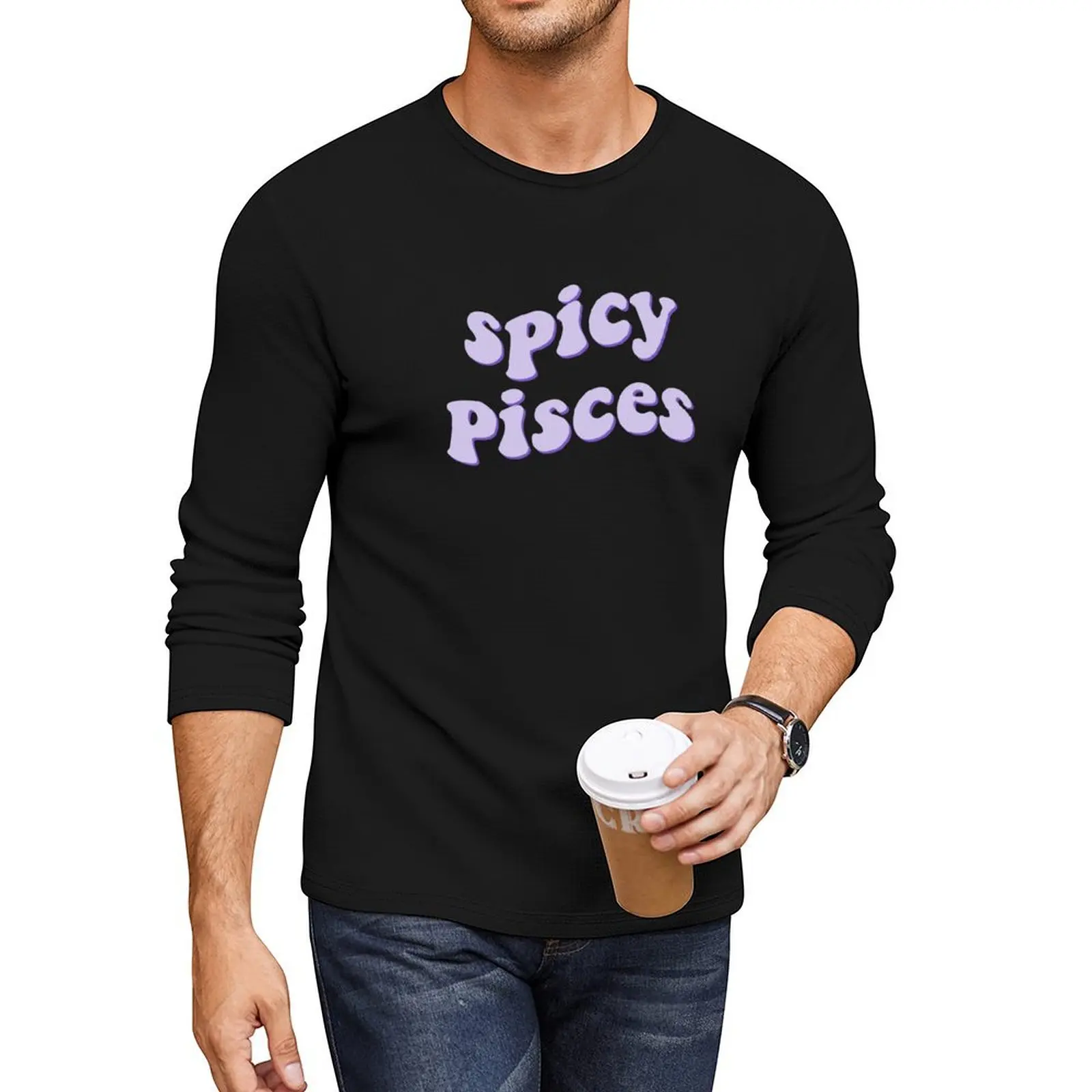 spicy pisces Long T-Shirt anime clothes black t shirts plain black t shirts men