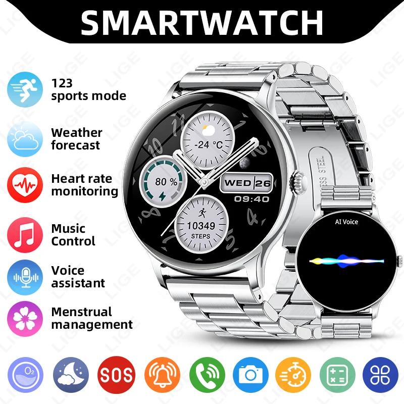 

Умные часы LIGE для спорта и фитнеса, для мужчин и женщин, монитор сердечного ритма, Bluetooth-вызовы, водонепроницаемые часы IP68, будильник, смарт-часы