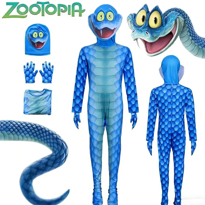 

Zoo Snake Gary Cosplay Costume Bodysuit Jumpsuit with Mask Funny Outfit for Halloween Christmas Party