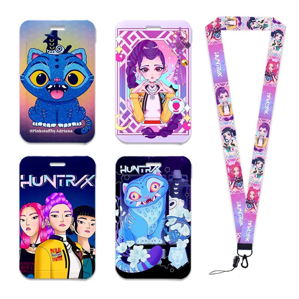 Cartoon Korean Singer Cute Pop Hu Card Holder Keychain Work Card Badge Holder Bus School Student Card Case Accessories