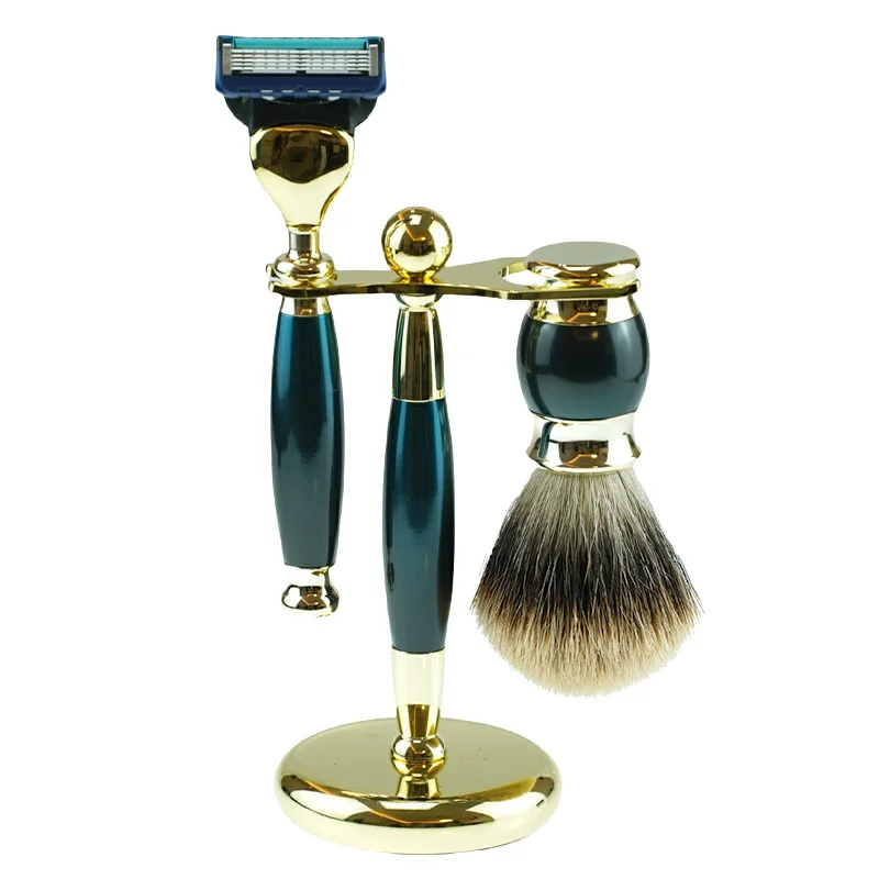 

5 in 1 men's shaving brush Best selling custom badger set metal badger shaving brush kit for men's shaving