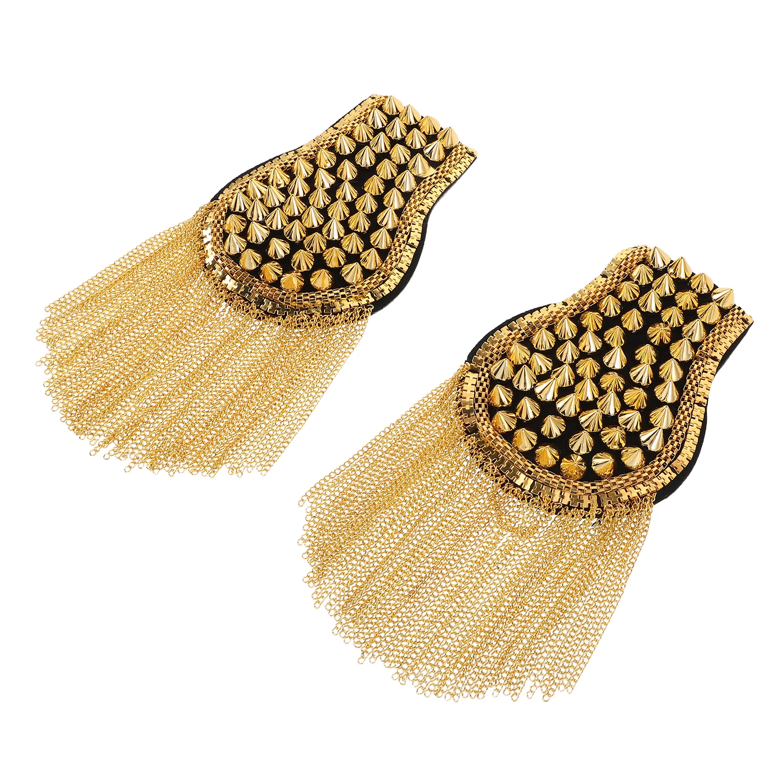 

2pcs Epaulets European Style Tassel Chain Rivet Punk Shoulder Pads Vintage Shoulder Boards Badge Chic Tassel Epaulets Costume