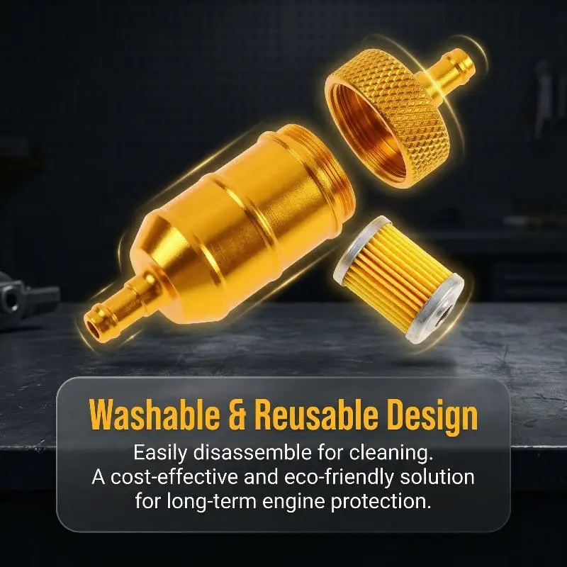 CNC Machined Aluminum Fuel Filter Universal 8mm Petrol Gas Cleaner Element for Motorcycle Pit Dirt Bike