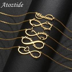 Atoztide-Collar personalizado con nombre infinito para mujer, colgante de clavícula de acero inoxidable, cadena de eslabones, regalo de joyería de cumpleaños