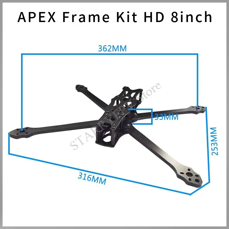 

Frame APEXRC Frame Kit 8 Inch 362MM 9 Inch 390mm Wheelbase Carbon Fiber 5mm Arm For FPV Freestyle Quadcopter RC Racing Drone