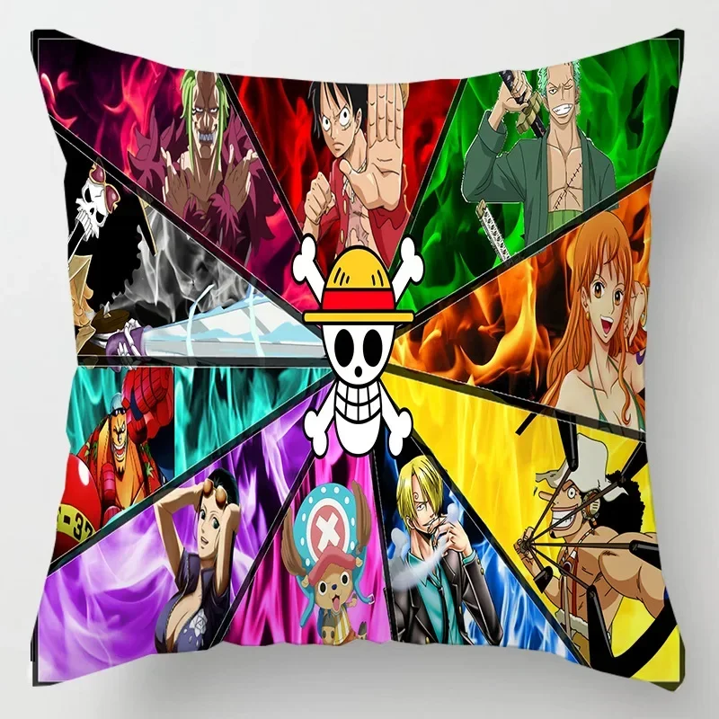 Hot Anime One Piece Luffy Figure Toys Cartoon Zoro Tony Chopper Printed Pillows Cover Birthday Party Decoration Toys Gift 45cm