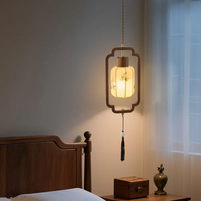 

Vintage Pendant Light, New Chinese Style Song Dynasty Aesthetic Lighting Fixtures for Bedroom Headboard Study Room Homestay